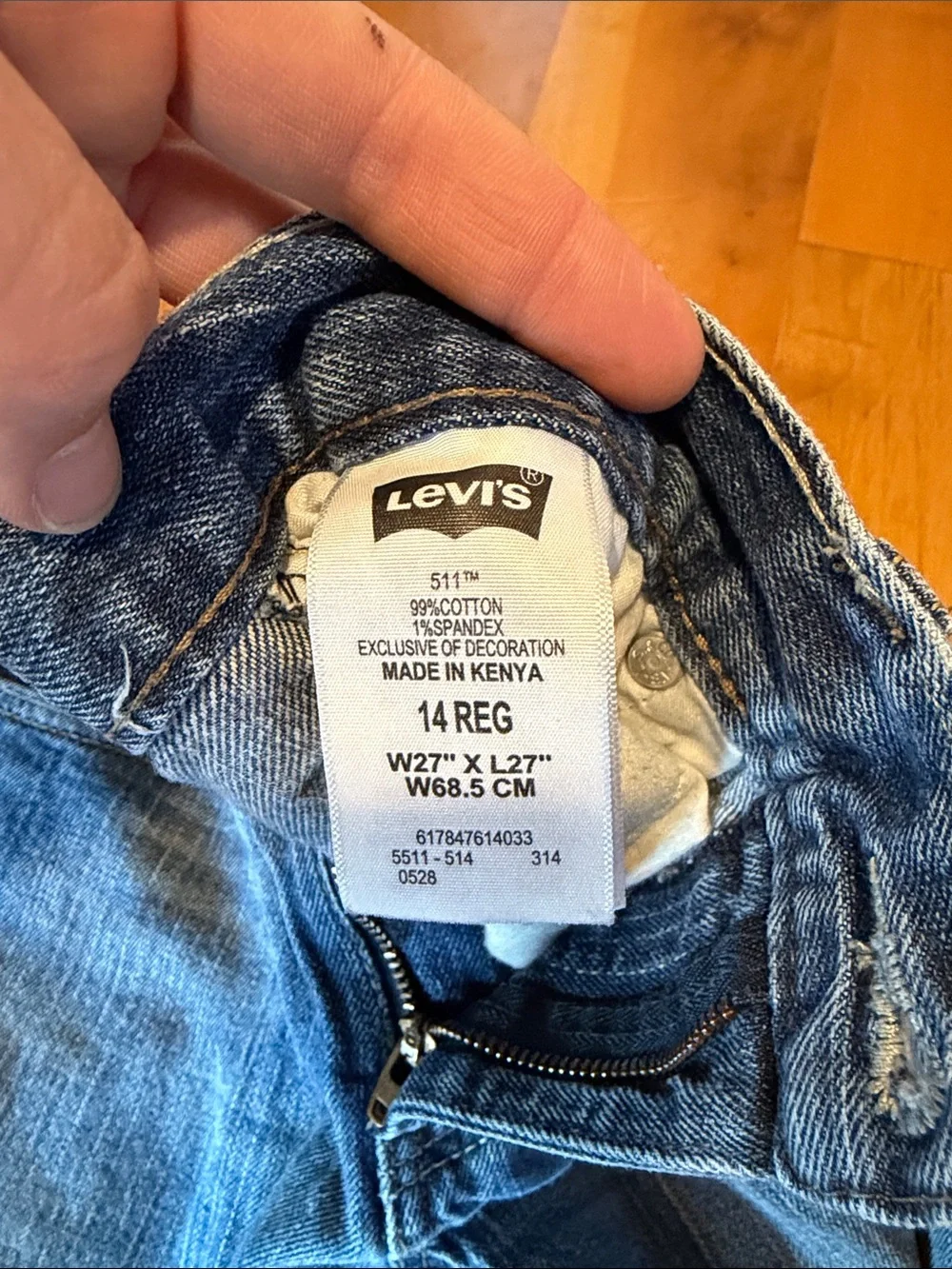 Levi's Strauss Boys Medium Blue 511 Slim Straight Jeans - Size 14 or 27x27